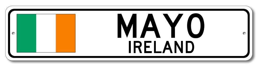 Asbwuo As Pic Metal Sign Mayo, Ireland Irish Flag Street Sign Aluminum Tin Signs Gifts For Home Kitchen Coffee Bar Farm Wall Art Decor, 4X16 Inch