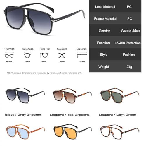 Lunettes de soleil rétro double pont de qualité supérieure et verres dégradés - 5