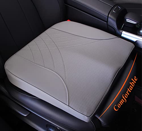 Image of kingphenix Premium Car Seat Cushion, Memory Foam Driver Seat Cushion to Improve Driving View- Coccyx & Lower Back Pain Relief - Seat Cushion for Car, Truck, Office Chair (Leather Gray)