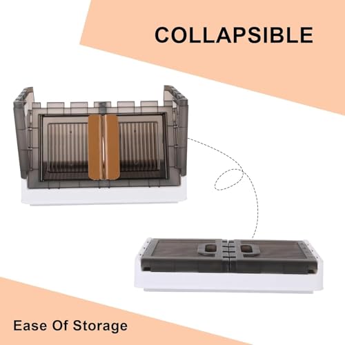 Image of Foldable Storage Bins with Lids & Wheels, Collapsible Plastic Storage Box with Double Door, Front & Top Opening Rolling Organizer for Clothes, Toys & Home Essentials (6 Layer)