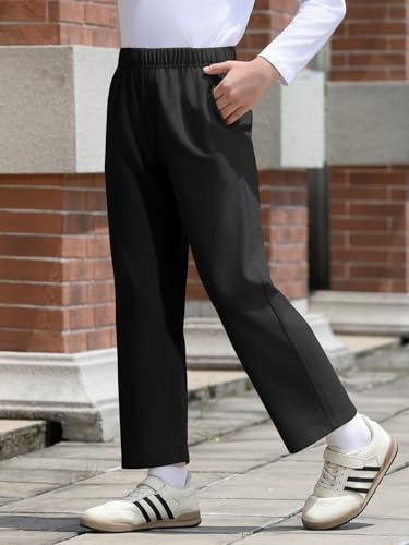 Haloumoning Toddler Boys Sweatpants Kids Straight Leg Joggers with Pockets Open Bottom for Sports Outdoors 3-10Y2