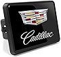 iPick Image, Compatible with - Cadillac Crest Logo UV Graphic Black Metal Face-Plate on ABS Plastic 2 inch Tow Hitch Cover
