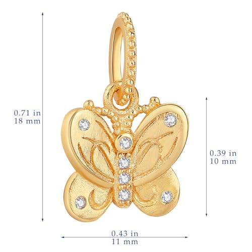 Nbsameng S925 Sterling Silver Charms Bead Compatible for Pandora Bracelets and Necklaces, DIY Jewelry for Women, Golden Butterfly2