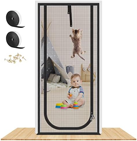Cat Screen Door, Heavy Duty Pets Proof Screen Door With Double Zipper - View #13