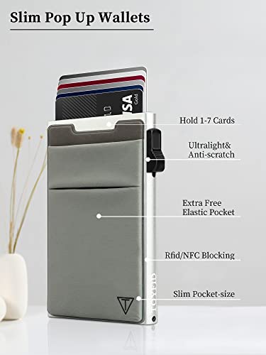 Image of TOYFID Slim Wallet for Men - Pop Up Card Holder Wallet,Minimalist Business Wallet,Credit Card Wallet with Money Pocket,Metal Card Case Wallet,RFID Blocking,Can Hold 6 Credit Cards