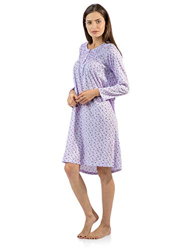 Casual Nights Women's Floral Pintucked Long Sleeve Nightgown - Purple - 3X #TOP1
