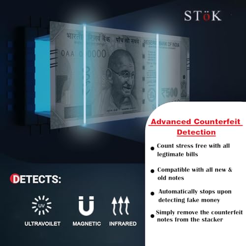 Image of SToK (ST-MC05) Fully Automatic Note Counting Machine, can Count INR or USD,with Fake Currency Detection Feature for INR and with External Display(1 Year offsite Warranty)
