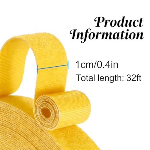 Image of IFNOW 32FT Reusable Fastening Tape Cable Ties Double-Sided Hook-and-Loop Cable Management Tape Strength and Durability 0.4'' /Width (2, Yellow and Green)