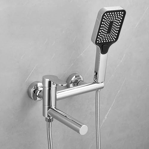Mitigeur de douche mural argenté au design épuré et rétractable - 2