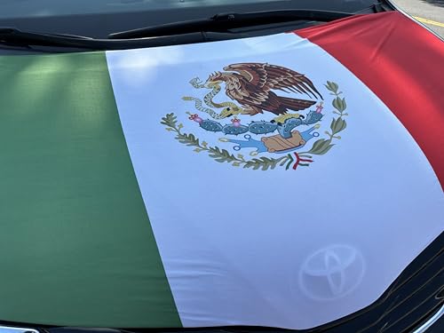 Image of Car Hood Cover Country Flag Hood Cover Durable Weatherproof Universal Fit Car Cover for All Seasons Protection Custom Fit for Cars Trucks SUVs (Mexico)