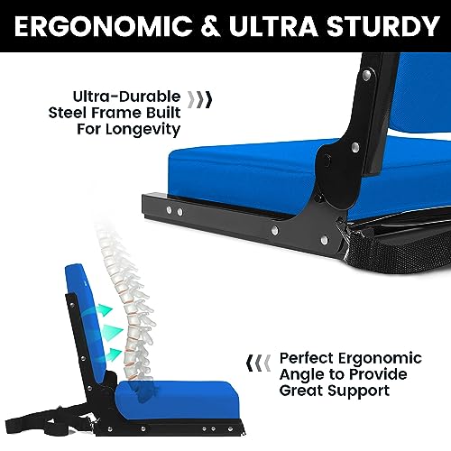 Jauntis Stadium Seating for Bleachers, Bleacher Seats with Ultra Padded Comfy Foam Backs and Cushion, Wide Portable Stadium Chairs with Back Support and Shoulder Strap