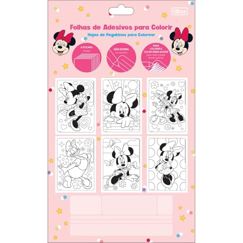 Tilibra - Folhas de Adesivos para Colorir Minnie