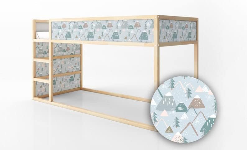 KURA Bed Snowy Mountains and Trees Pattern Kids Decals Sticker Furniture Decals for Nursery Adhesive