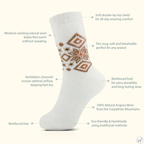 Image of Angora Wool Socks - Machine Washable Dry-Foot Fuzzy Warm Breathable Soft Unisex Indoor /Outdoor Socks for Women and Men