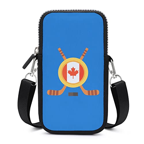 Hockey in Canada Small Crossbody Cell Phone Purse Mini Shoulder Bag Card Holder Wallet