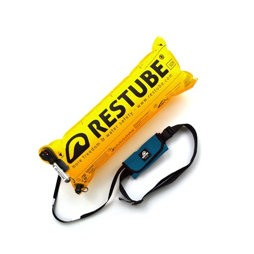 RESTUBE Beach – Aufblasbare Boje mit Notfallpfeife – Für sicheres Schwimmen mit Familie & Kindern – Ultraleicht & kompakt – Ideal für Strand, Urlaub, Freiwasser – Unisex Sicherheitsboje