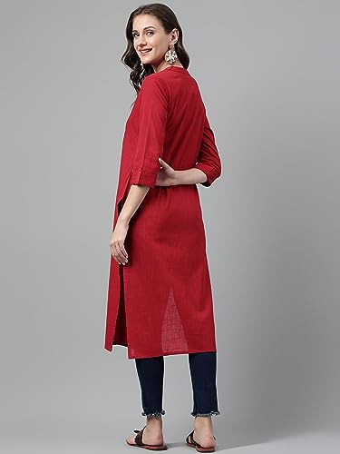 Image of NEEMIYA Striped Solid Kurta Round Nack