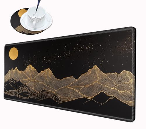 Image of Gaming Mouse Pad 24x12 Desk Mat Gold Mountain Mousepad XL Desk Pad Long Computer Mat Large Mouse Pads for Wireless Mouse Office Work Women