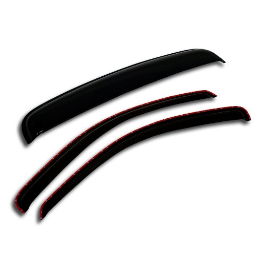 Window Visor & Sunroof 3 Pcs Set Combo | 2.0mm in-Channel Car Rain Guard Side Deflectors | Dark Smoke Moonroof Rain Shields Compatible with 1997-2003 Ford F-250 Regular Cab