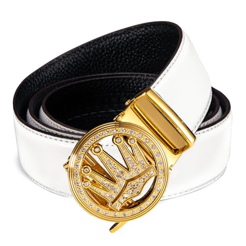 Image of Dubulle Designer Men's Belts, Ratchet Leather Sliding Buckle Dress Belt