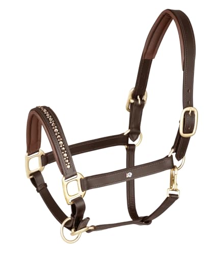 WALDHAUSEN Licol en cuir Crystal, marron/doré, poney