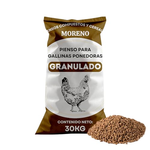 Pienso Granulado Gallinas Ponedoras, Saco de 30 Kg | Pienso de 1º Calidad, Rico en Nutrientes y Propiedades | El Embalaje Puede Variar (1 Saco)