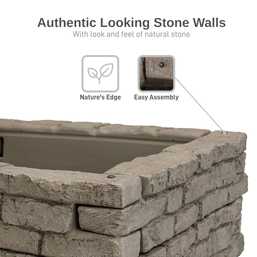 Image of RTS Home Accents Rock Lock Interlocking Landscape Edging and Border System, Straight Section With Spikes, 4-Feet Long (Pack of 4)