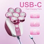 Rasoirs électriques rotatifs pour les femmes, 7D Rasoirs pour les femmes avec LED Affichage, Rasoir électrique rechargeable étanche pour jambes/face/bras/bikini (puce), Cadeaux pour femmes