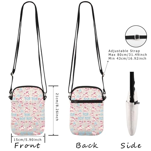 WCGXKO Kawaii Axolotl Gift for Women Axolotl Lover Gift Axolotl Zipper Crossbody Bag2