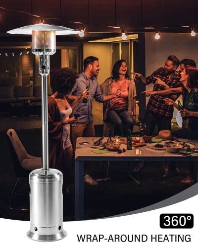 Legacy Heating 88Inch Standing Heaters Outdoor With Wheels, Stainless Steel Burner, Gas Propane Patio Heater For Outdoor Garden Use, 47000Btu #TOP6