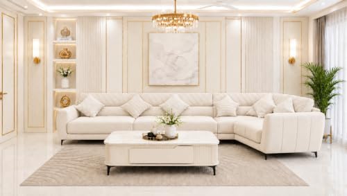Image of WOODEN SPACE Premium Solo Marble-Top Wooden Center Table for Living Room | Iron Legs | PVD Coating | Modern Entryway Furniture | Coffee Table (Cream, 42x24x18 Inch)