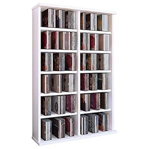 VCM Ronul, 50445, rek, kast, dvd, cd-rek, mediakast, opslag, houten rek, staand rek, wit