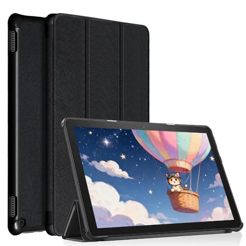 Hülle für Amazon Fire HD 10 Tablet (13. Gen 2023 Modell) TOKILO PU Leder Dreifacher Ständer Hülle mit Auto Schlaf/Wach Un für Sony TCL 10 Tablets Schwarz