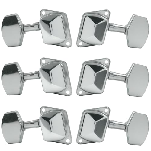 Hordion 6 Semi-closed Guitar String Tuning Pegs Tuners, 3L 3R Guitar Tuning Keys Pegs Machine Heads Knobs for Acoustic Electric Guitar, Silver