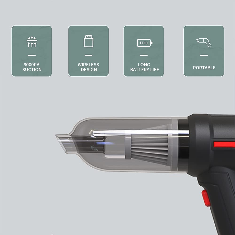 Soffiatore elettrico 3-IN-1, 9000 Pa Aspirapolvere tastiera Aspirapolvere per tastiera 120 W Spruzzo elettrico ad aria compressa batteria 4000 mAH, Mini aspirapolvere per PC, laptop