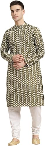 Men's 100% Cotton Blend Embroidered Only Kurta