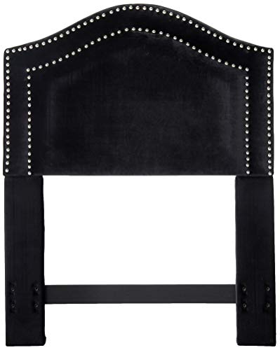 Iconic Home Tal. Headboard Velvet Upholstered Double Row Silver Nailhead Trim Modern Transitional, Twin, Black,Fhb9063-An #TOP1