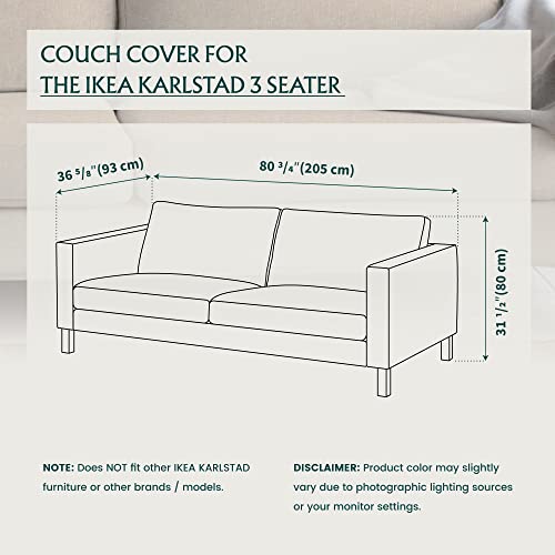 Bemz Classic Karlstad Sofa Cover – Replacement For Ikea 7 Piece Fitted Couch Cover Set Only Fits Ikea Karlstad 3 Seater Sofa – Couch Cushion Sofa Slipcovers For 3 Seat Cushion Couch – Natural #TOP3