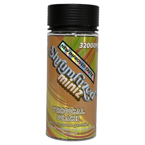 Shrumfuzed Miniz - Proprietary Nootropic Gummy 32000mg - Now with New Improved Taste - Lions Mane, Reishi, Chaga, Cordycep, and Proprietary Nootropic Mushroom Blend (100pk, Tropical Peach)