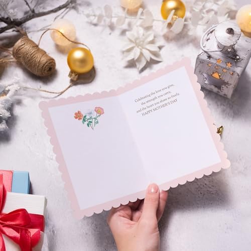 Sweetzer & Orange Pink Floral Mother’s Day Card – Gold Foil 5x7” Mother’s Day Card With Scalloped Edges, Gold Kraft Envelope & Gold Seal – “Celebrating The Love You Give” Message Inside - View 8