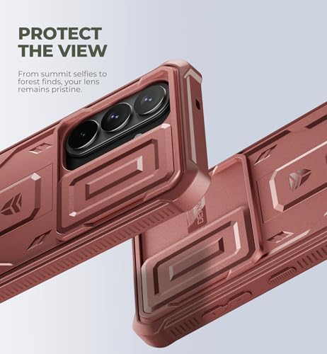 Image of Dexnor for Samsung Galaxy S26 Case with Upgraded Slide Camera Cover & 2 Front Frames & Built-in Screen Protector & Kickstand, Heavy-Duty Rugged Case Full-Body Protective Cover(2026),6.3 inch,Maroon Red