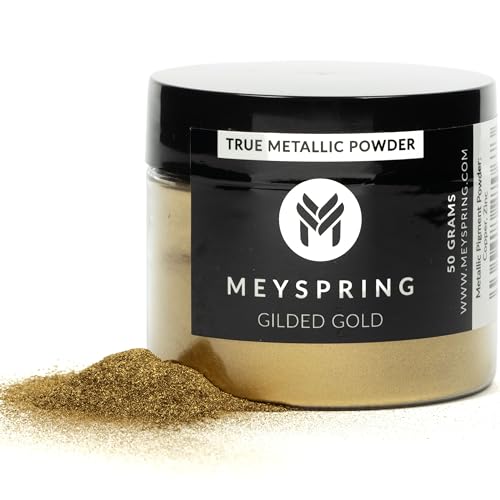 MEYSPRING Gilded Gold True Metallic Pigment Powder - Real Metal Gold for Epoxy Resin Art - Floating Gold and Lacing Effects - Matte Liquid Metal Finish - 50g