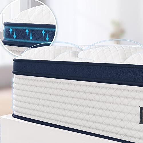 FLEXPEDIC Deep Sleep 8 Inch Mattress Twin Size in A Box, Cloud Euro Top Soft Hybrid Mattress Made in USA, Memory Foam Pocket Innerspring Mattresses, CertiPUR-US Certified