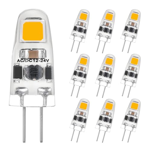 I-SHUNFA G4 LED Dimmable Bulbs Natural White 4000K, AC/DC 12–24V, 1.2W, 125lm, replaces 12–15W Halogen, Pack of 10