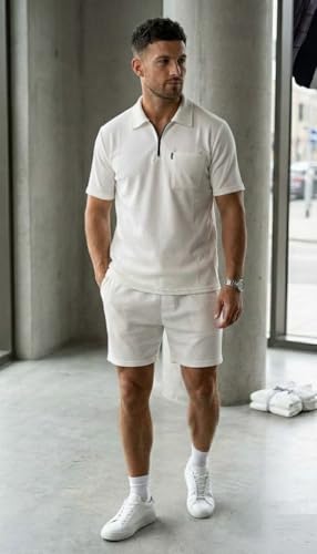 Image of SMOWKLY Men's Cotton Blend Pyjama Set | Half Sleeve Polo T Shirt & Shorts for Men | Summer Co Ord Set |Casual Lounge Outfit | Night Suit for Men | Comfortable Sleepwear