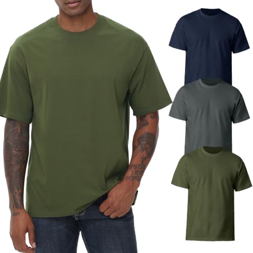 Image of KEEPSHOWING Mens Oversized Short Sleeve T-Shirts Cotton Loose Fit Tees