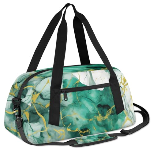 Emerald Green Marble Texture Kids Duffle Bag Boys Girls Small Sport Dance Gym Bag for Overnight Travel Weekender Carry On3