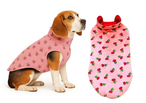 Image of The Pets Company Dog Winter Coat Jacket, Clothes, Windproof, Reversible, Light Weight, Washable, Ultra Warm Thick Fleece Lined Dog Vest for Cold Weather Protection, (Pink Cherry, Medium - 20 Inch)