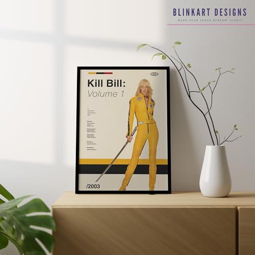 Image of BLINKART Kill Bill Volume 1 Vintage Movie Poster Frame 8x12 Inch | Premium 300 GSM Paper Wall Print | Mid Century Vintage Film Artwork for Home, Bedroom, Living Room, Office | Framed Photo Decor