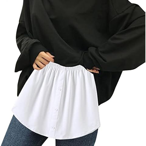 TMDD Ladies Shirt Extenders UK Women Adjustable Layering Fake Top Lower Sweep Shirt Extender Plus Size Mini Half Waist Slip Under Skirts White, M Cover